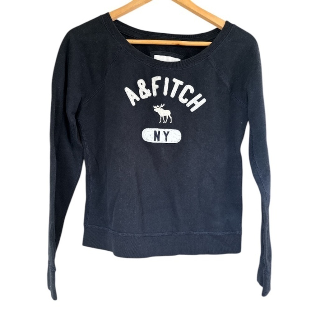 Abercrombie sweatshirt navy blue small classic pretty cotton poly blend